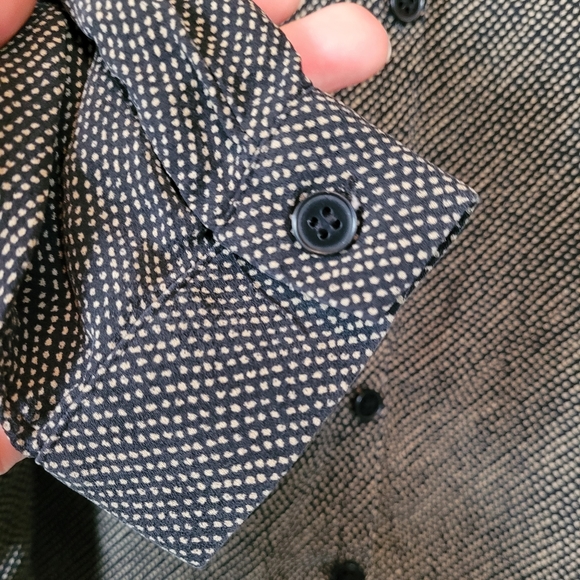 Jones NY black silk button up shirt black print shirt - Picture 3 of 7